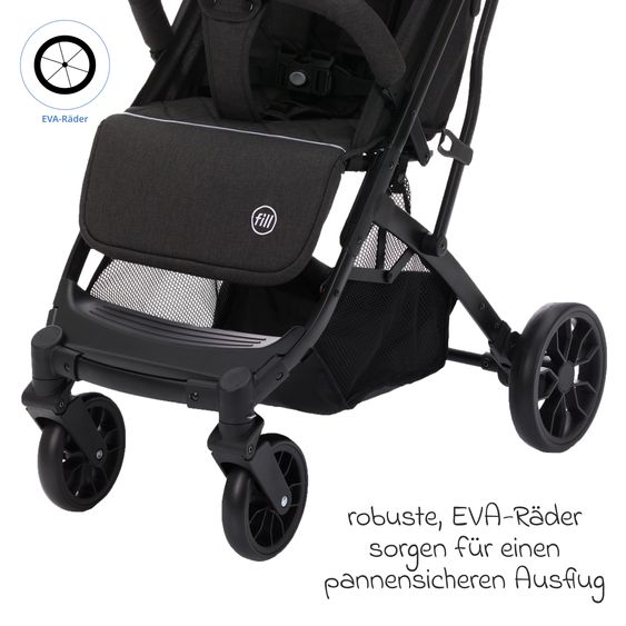 Fillikid Buggy & Sportwagen Styler Elite bis 22 kg mit Trolly-Funktion und Liegefunktion - Schwarz