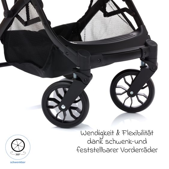 Fillikid Buggy & Sportwagen Styler Elite bis 22 kg mit Trolly-Funktion und Liegefunktion - Schwarz