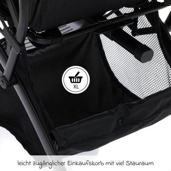 Fillikid Buggy & Sportwagen Styler Elite bis 22 kg mit Trolly-Funktion und Liegefunktion - Schwarz