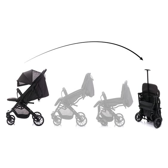 Fillikid Buggy & Sportwagen Styler Elite bis 22 kg mit Trolly-Funktion und Liegefunktion - Schwarz