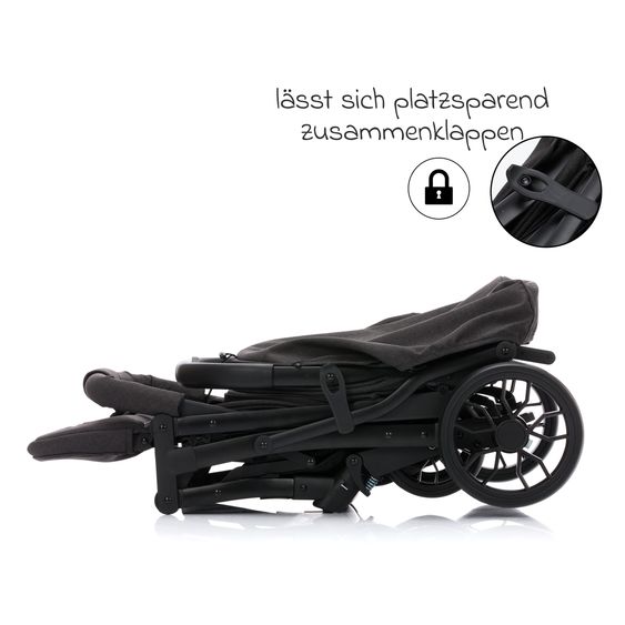 Fillikid Styler Elite buggy & pushchair up to 22 kg with trolley function and reclining function - black