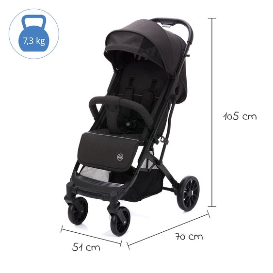 Fillikid Styler Elite passeggino e carrozzina fino a 22 kg con funzione trolley e funzione reclinabile - nero