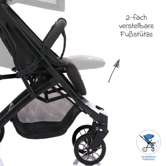 Fillikid Buggy & Sportwagen Styler Elite bis 22 kg mit Trolly-Funktion und Liegefunktion - Schwarz