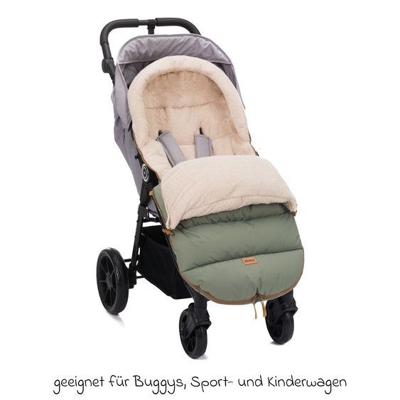 Fillikid Cord-Fußsack Atlas mit Teddy Plüsch für Buggy, Sport- und Kinderwagen - Salbei