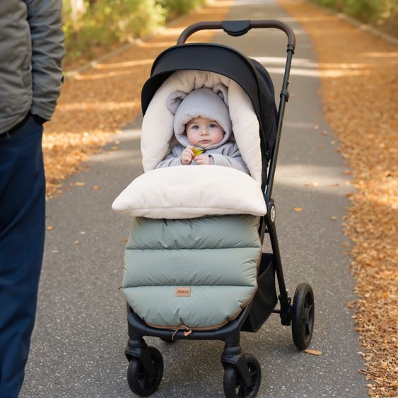 Fillikid Cord-Fußsack Atlas mit Teddy Plüsch für Buggy, Sport- und Kinderwagen - Salbei