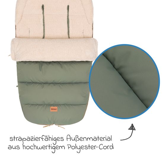 Fillikid Cord-Fußsack Atlas mit Teddy Plüsch für Buggy, Sport- und Kinderwagen - Salbei