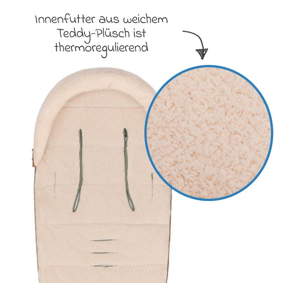 Fillikid Cord-Fußsack Atlas mit Teddy Plüsch für Buggy, Sport- und Kinderwagen - Salbei