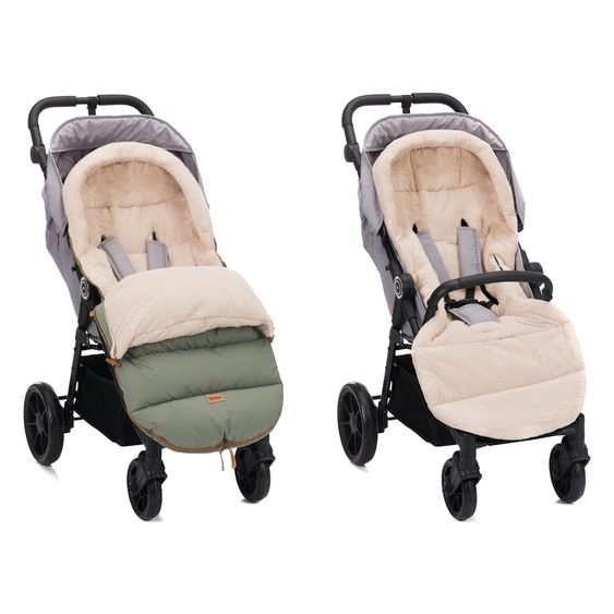 Fillikid Cord-Fußsack Atlas mit Teddy Plüsch für Buggy, Sport- und Kinderwagen - Salbei