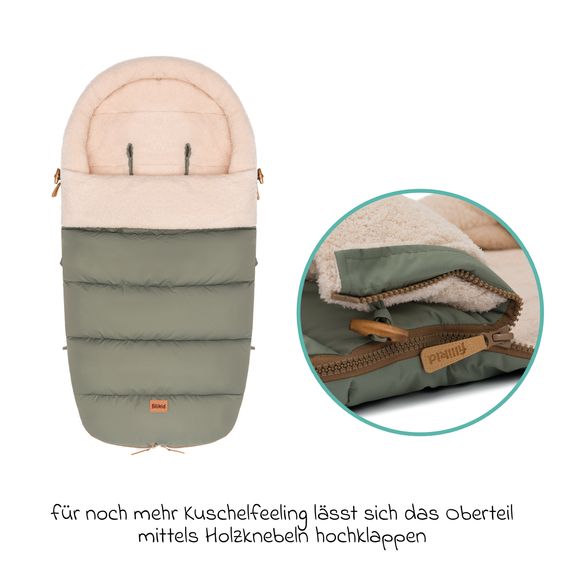 Fillikid Cord-Fußsack Atlas mit Teddy Plüsch für Buggy, Sport- und Kinderwagen - Salbei