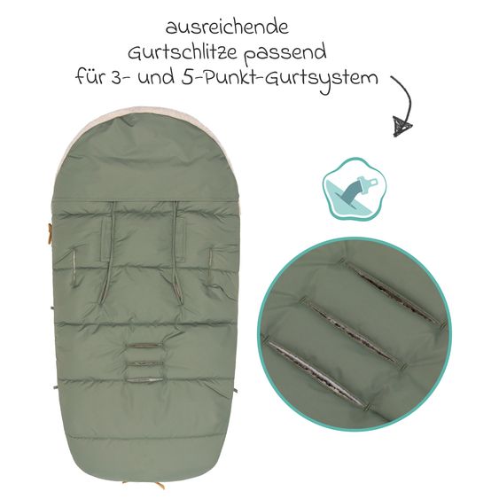 Fillikid Cord-Fußsack Atlas mit Teddy Plüsch für Buggy, Sport- und Kinderwagen - Salbei