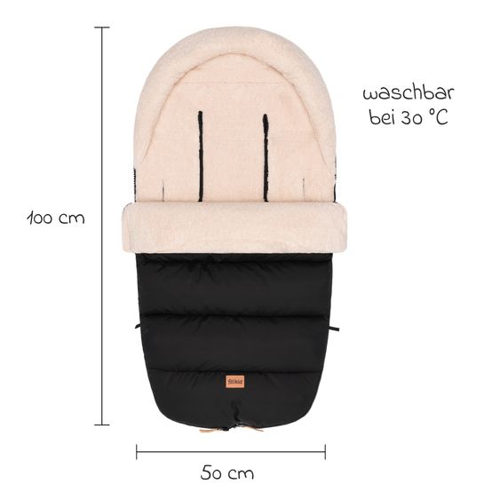 Fillikid Cord-Fußsack Atlas mit Teddy Plüsch für Buggy, Sport- und Kinderwagen - Schwarz