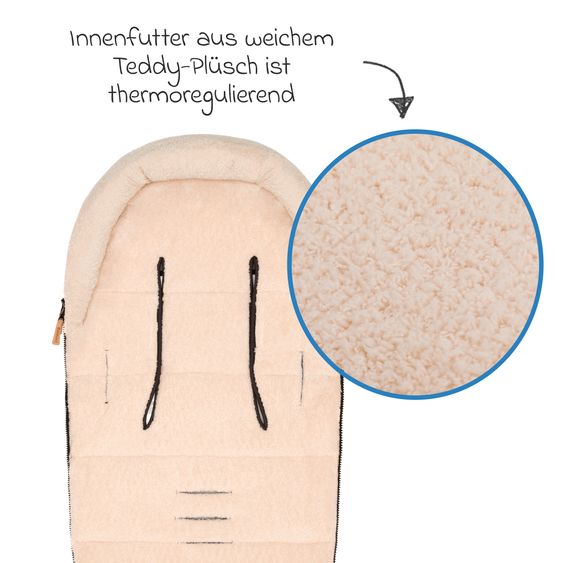 Fillikid Cord-Fußsack Atlas mit Teddy Plüsch für Buggy, Sport- und Kinderwagen - Schwarz