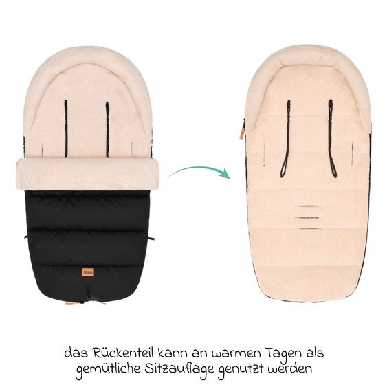 Fillikid Cord-Fußsack Atlas mit Teddy Plüsch für Buggy, Sport- und Kinderwagen - Schwarz