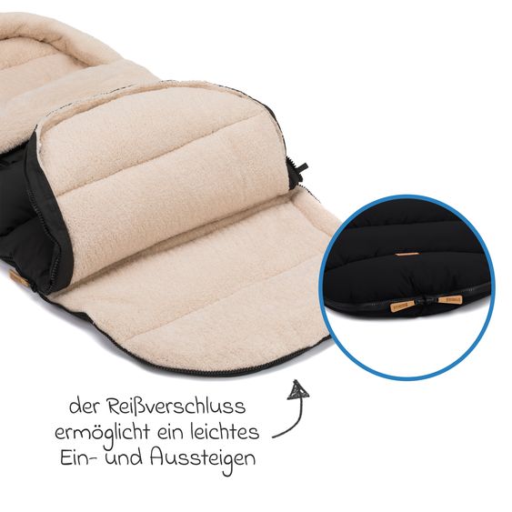 Fillikid Cord-Fußsack Atlas mit Teddy Plüsch für Buggy, Sport- und Kinderwagen - Schwarz