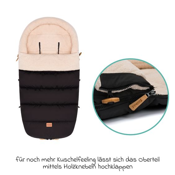 Fillikid Cord-Fußsack Atlas mit Teddy Plüsch für Buggy, Sport- und Kinderwagen - Schwarz