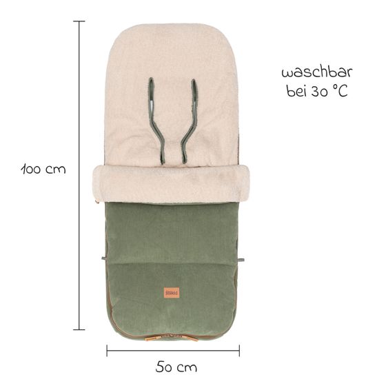Fillikid Cord-Fußsack Kinley Cord mit Teddy Plüsch für Buggy, Sport- und Kinderwagen - Salbei
