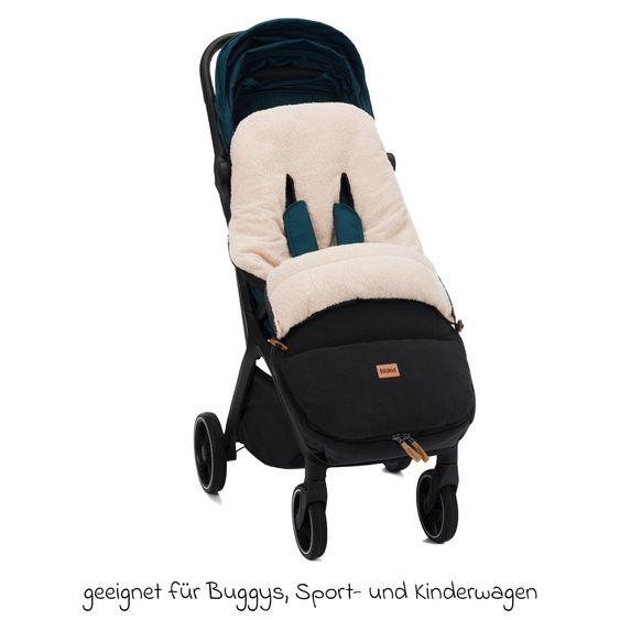 Fillikid Cord-Fußsack Kinley Cord mit Teddy Plüsch für Buggy, Sport- und Kinderwagen - Schwarz