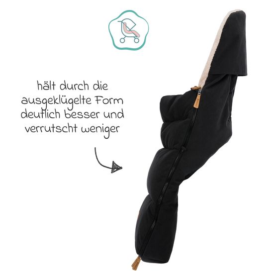 Fillikid Cord-Fußsack Kinley Cord mit Teddy Plüsch für Buggy, Sport- und Kinderwagen - Schwarz