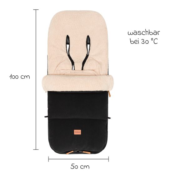 Fillikid Cord-Fußsack Kinley Cord mit Teddy Plüsch für Buggy, Sport- und Kinderwagen - Schwarz