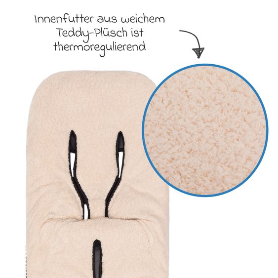 Fillikid Cord-Fußsack Kinley Cord mit Teddy Plüsch für Buggy, Sport- und Kinderwagen - Schwarz