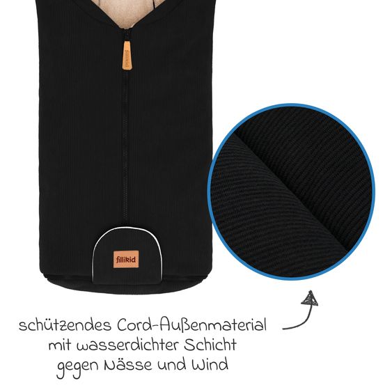 Fillikid Coprigambe Nevis Cord per seggiolini auto e navicelle per neonati - Nero