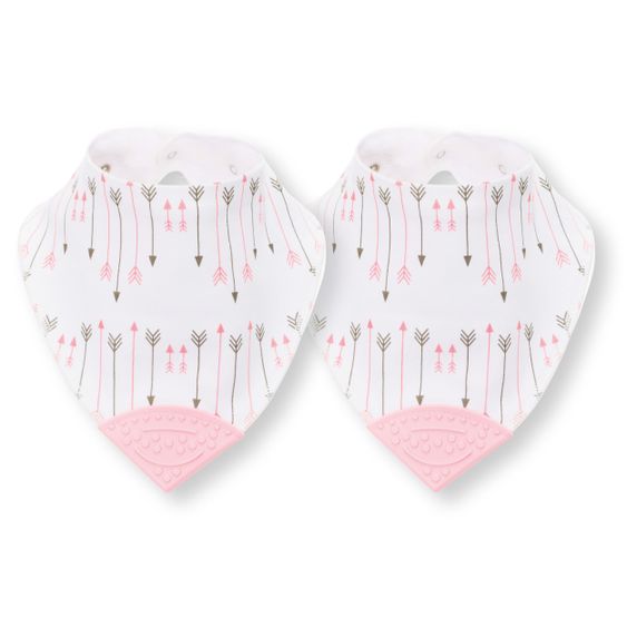 Fillikid Dreieck-Lätzchen 2er Pack mit Beißspitze - Pfeile Pink