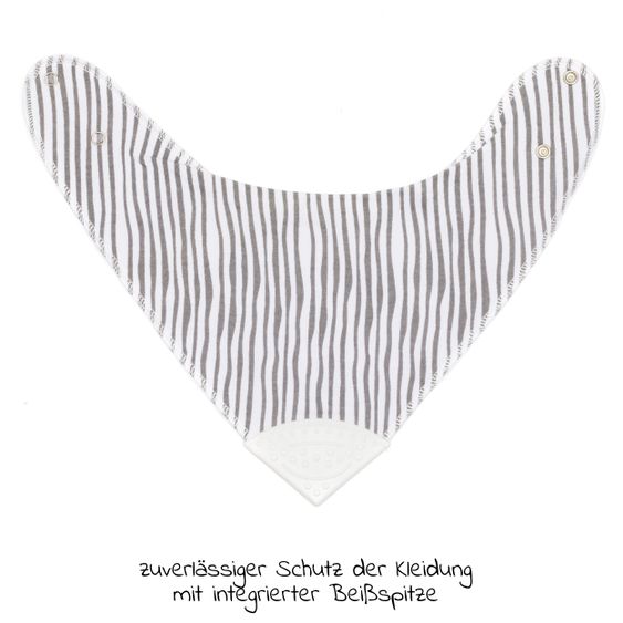 Fillikid Dreieck-Lätzchen 2er Pack mit Beißspitze - Streifen Grau
