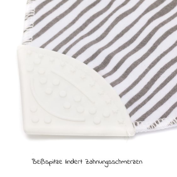 Fillikid Dreieck-Lätzchen 2er Pack mit Beißspitze - Streifen Grau