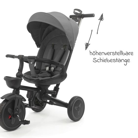 Fillikid Tricycle Leon with Reclining Function, Adjustable Canopy & Cupholder - Grey