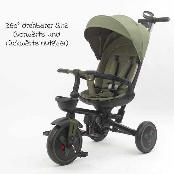 Fillikid Tricycle Leon with Reclining Function, Adjustable Canopy & Cupholder - Green