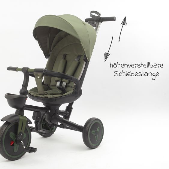 Fillikid Tricycle Leon with Reclining Function, Adjustable Canopy & Cupholder - Green