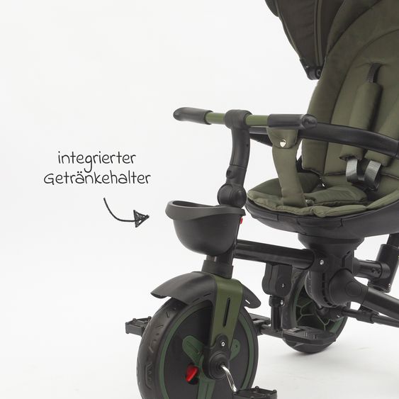 Fillikid Tricycle Leon with Reclining Function, Adjustable Canopy & Cupholder - Green