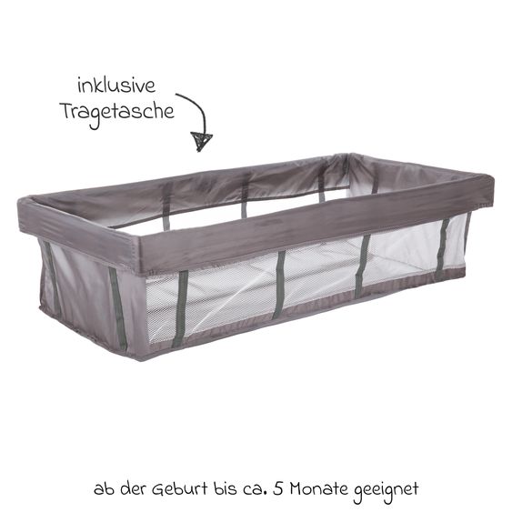 Fillikid Einhang für Reisebetten 120 x 60 cm inkl. Reisetasche - Grau