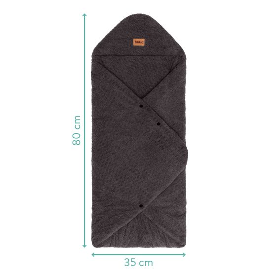 Fillikid Swaddle blanket Dinara Teddy Plush Cover for Infant Car Seats & Carrycots - Grey