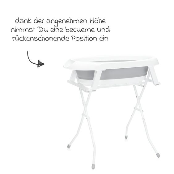 Fillikid Faltbare Baby-Badewanne mit integriertem Thermometer & Gestell - Grau Weiß