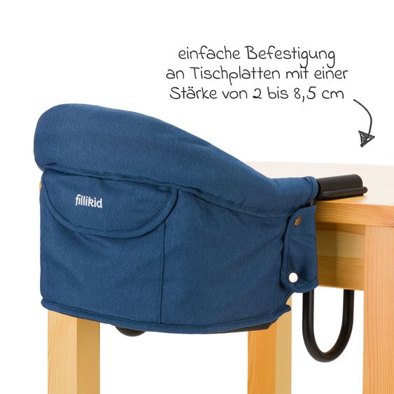 Fillikid Seggiolino da tavolo pieghevole Comfort con seduta imbottita incl. borsa - Blu