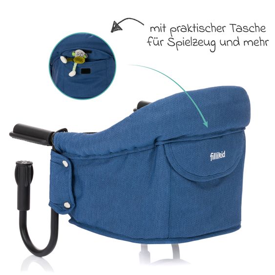 Fillikid Seggiolino da tavolo pieghevole Comfort con seduta imbottita incl. borsa - Blu