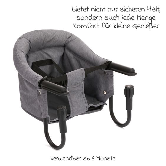 Fillikid Seggiolino da tavolo pieghevole Comfort con seduta imbottita incl. borsa - Grigio Melange
