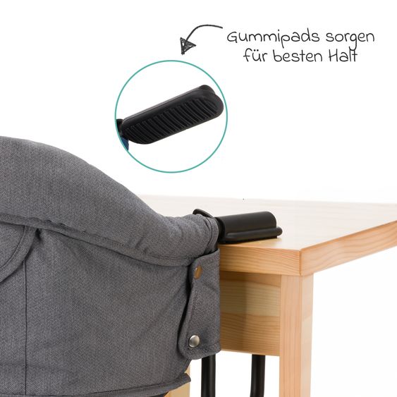 Fillikid Seggiolino da tavolo pieghevole Comfort con seduta imbottita incl. borsa - Grigio Melange