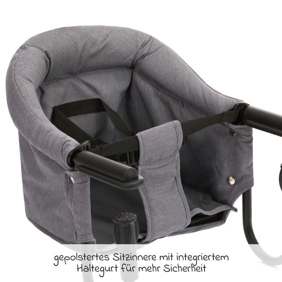 Fillikid Seggiolino da tavolo pieghevole Comfort con seduta imbottita incl. borsa - Grigio Melange