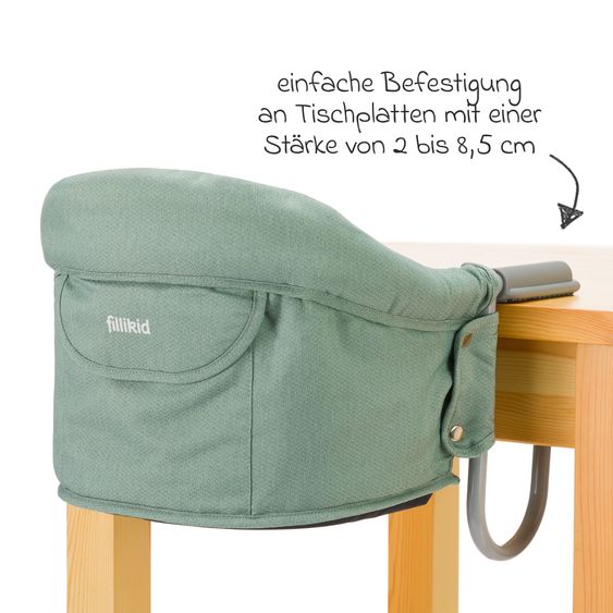 Fillikid Seggiolino da tavolo pieghevole Comfort con seduta imbottita incl. borsa - Verde