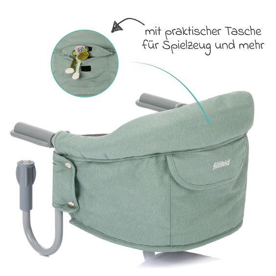 Fillikid Seggiolino da tavolo pieghevole Comfort con seduta imbottita incl. borsa - Verde