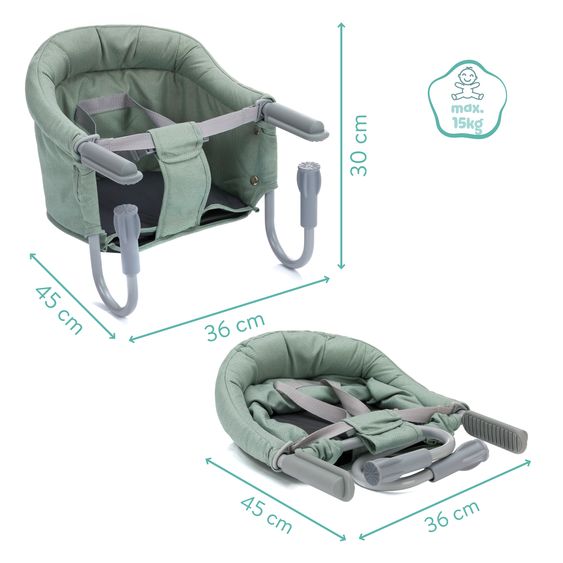 Fillikid Seggiolino da tavolo pieghevole Comfort con seduta imbottita incl. borsa - Verde