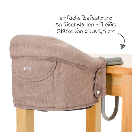 Fillikid Seggiolino da tavolo pieghevole Comfort con seduta imbottita incl. borsa - Nature