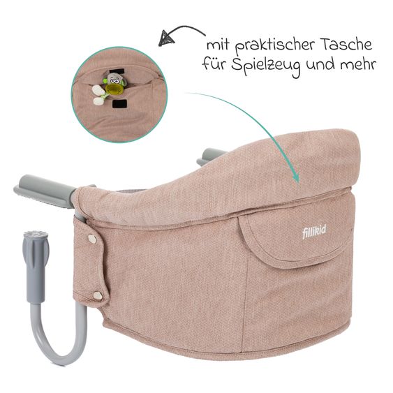 Fillikid Seggiolino da tavolo pieghevole Comfort con seduta imbottita incl. borsa - Nature