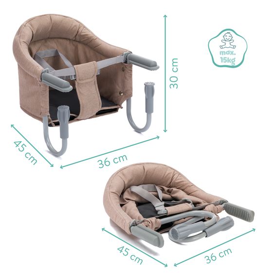 Fillikid Seggiolino da tavolo pieghevole Comfort con seduta imbottita incl. borsa - Nature