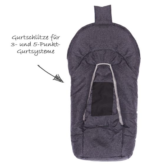 Fillikid Fleece-Fußsack Askja Small für Babyschale und Babywanne - Melange Schwarz