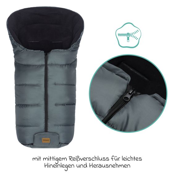 Fillikid Fleece-Fußsack Eco Big für Buggy, Sport- und Kinderwagen - Dunkelgrau