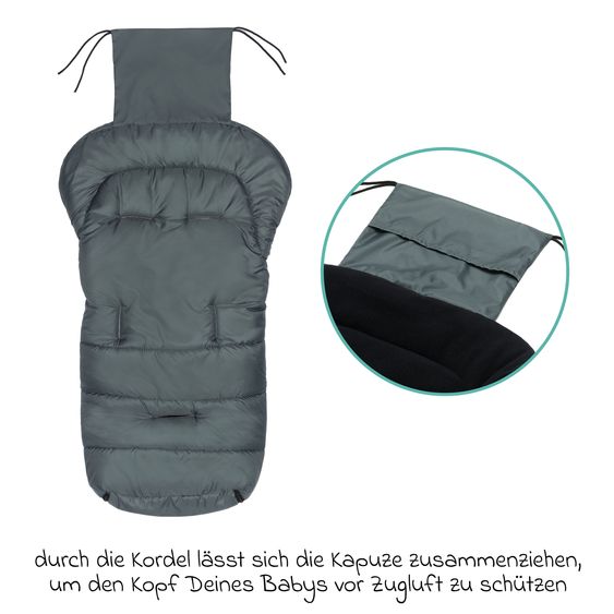 Fillikid Fleece-Fußsack Eco Big für Buggy, Sport- und Kinderwagen - Dunkelgrau