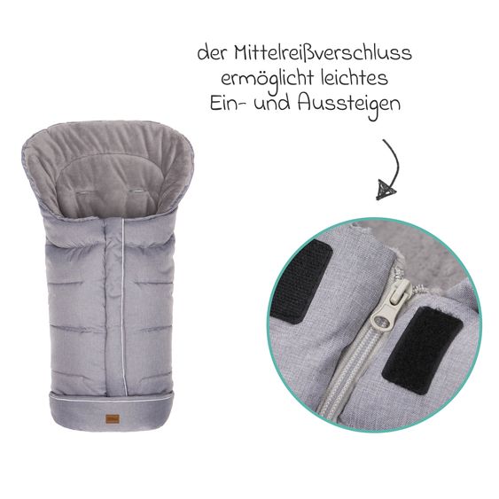 Fillikid Fleece-Fußsack K2 für Buggy, Sport- und Kinderwagen - Hellgrau Melange